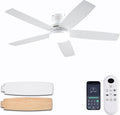 White Ceiling Fans with Lights 48in Low Profile Ceiling Fan - Quiet