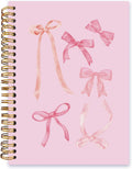 Pink Bows Notebook - Watercolor Bows Lined Spiral Notebook