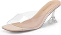 DREAM PAIRS Women's Clear Heeled Sandals - 2.6in Transparent Mules