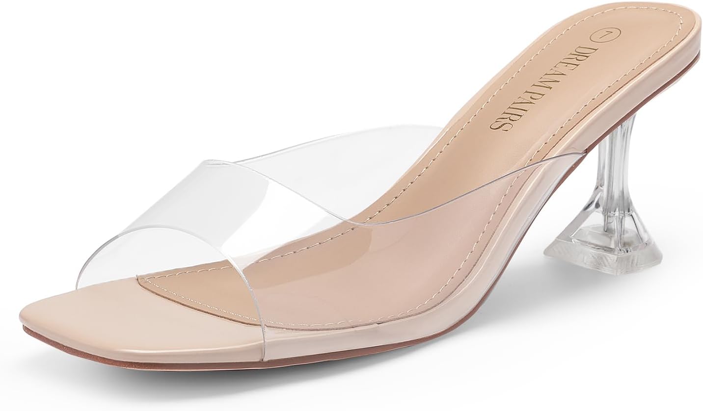 DREAM PAIRS Women's Clear Heeled Sandals for Summer Style