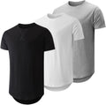 JMIERR Mens 3 Pack Cotton Hipster Longline Crewneck T-Shirt incredibly