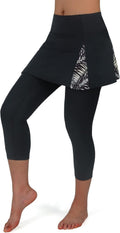 Women Tennis Skirted Leggings with Pockets and Capri Leggings - Secure