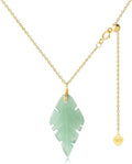 DAUMIER Green Jade Leaf Pendant Necklace - Timeless Handmade Elegance