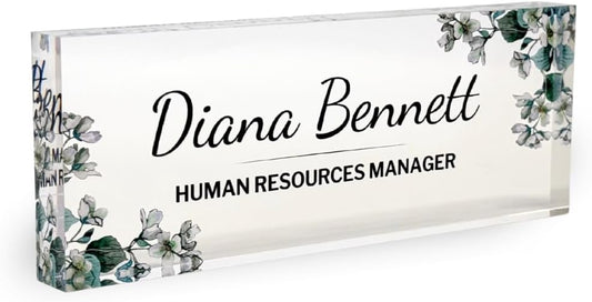 Customized Clear Acrylic Thick Desk Name Plate for Office Decor