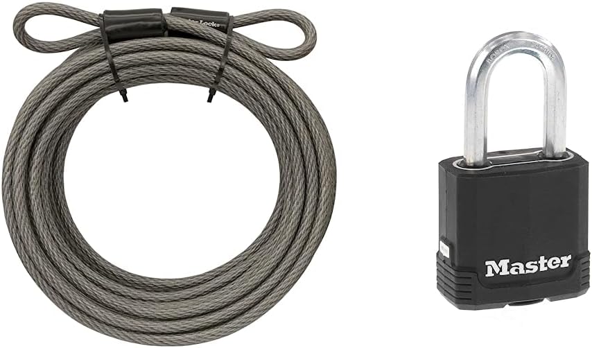 Master Lock 30 ft Steel Bike Lock Cable and Heavy Duty Padlock