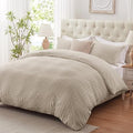 Linen Duvet Cover Full Size Seersucker Set - Soft Breathable Comfort
