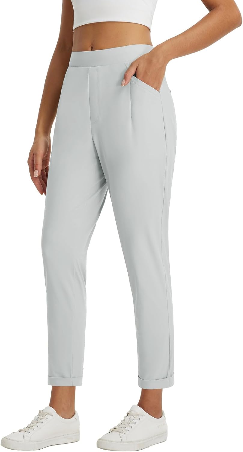 Baleaf Womens Travel Pants with Zipper Pockets for Comfort