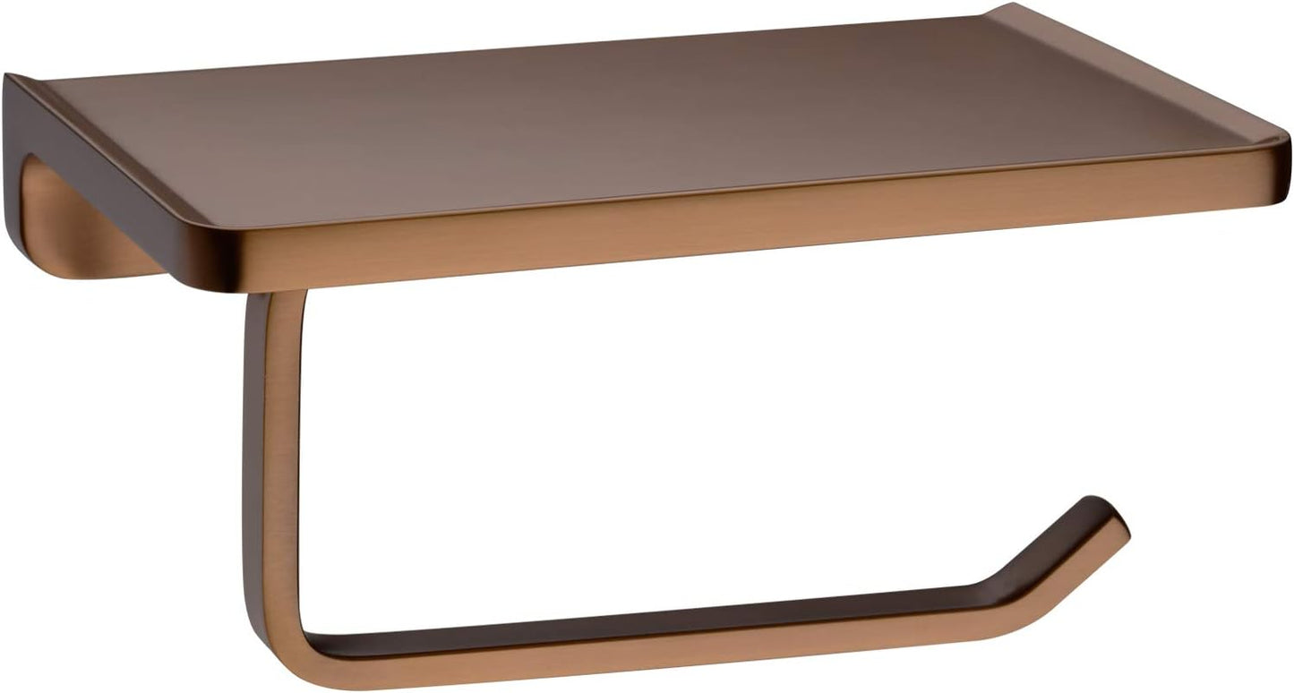 TRUSTMI Toilet Paper Holder with Phone Shelf in Bronze Finish