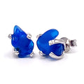 Natural Raw Blue Opal Stud Earrings - Flashy Birthstone Gift