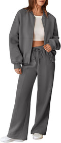 Oversized Fleece Sweatsuit for Women: Stylish 2 Piece Set