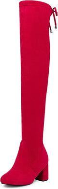 Over The Knee Suede Thigh High Boots - 3 in Chunky Heel