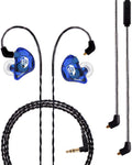 BASN In Ear Monitor Headphones for Musicians - Pro Clear Blue