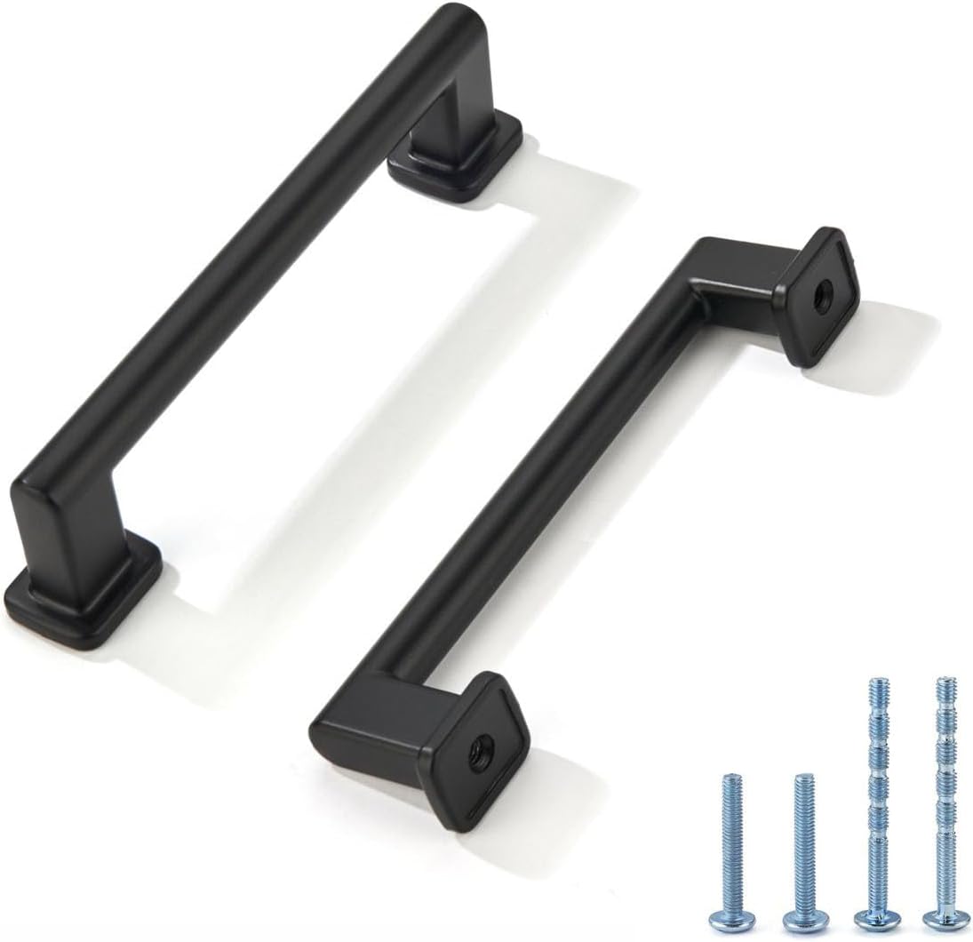 Matte Black Cabinet Pulls - 10 Pack 5 Inch Solid Zinc Alloy Handles