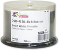 8.5 GB Blank DVD+R DL Dual Layer 50-Pack - White Inkjet Hub Printable