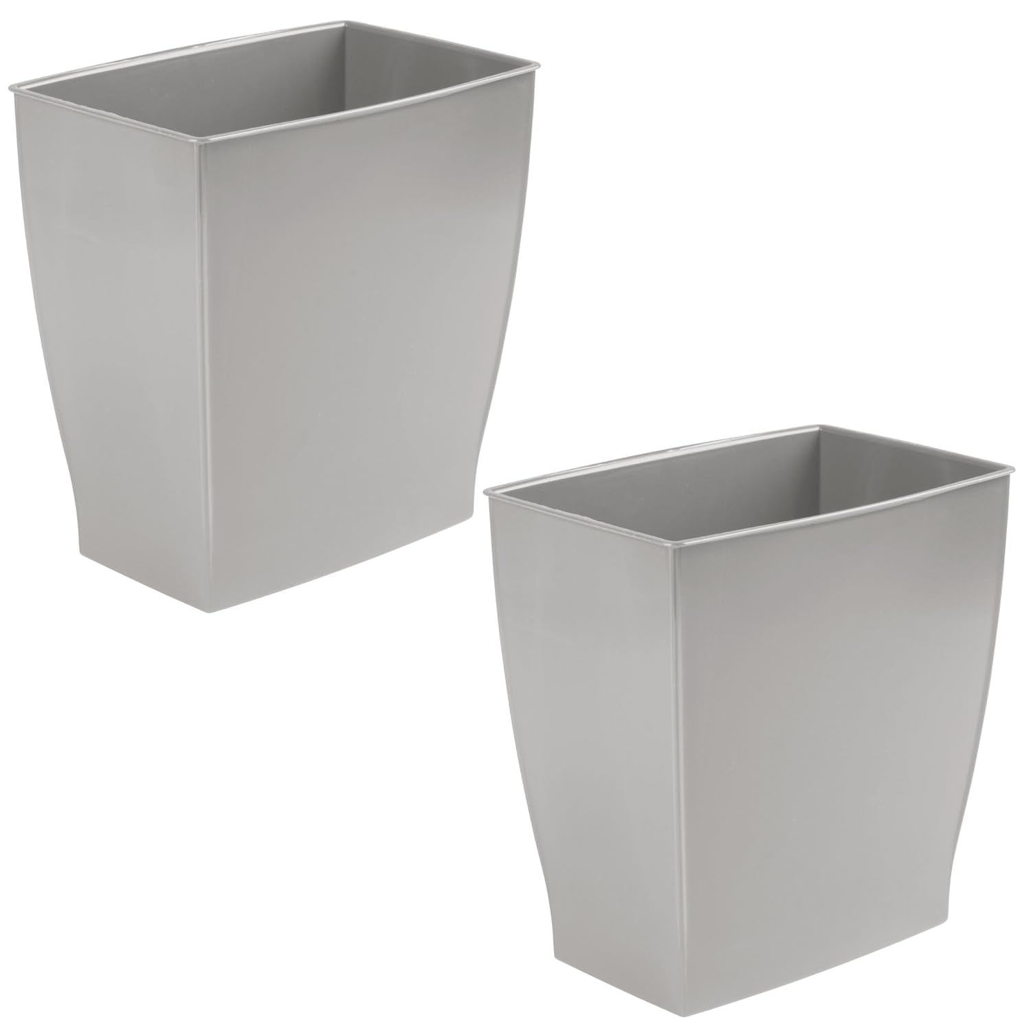 iDesign Small Rectangular Bathroom Trash Cans - Set of 2 Gray