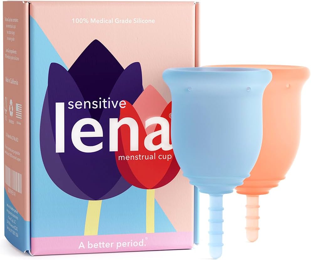Lena Sensitive Menstrual Cup 2 Pack for Beginners & Heavy Flow