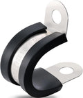 100PCS Cable Clamps 1/2 in Rubber Coated Stainless Steel - Durable