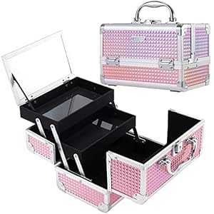 Frenessa Makeup Train Case Organizer with Lockable Mirror for Travel