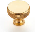 Round Gold Knobs 25 Pack - Brushed Brass Knurled Cabinet Pulls