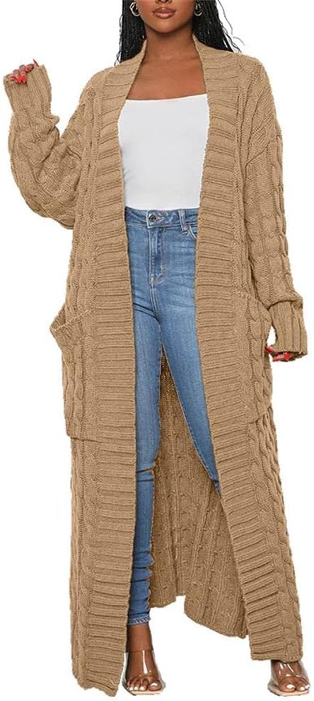 Long Sweaters for Women Open Front Chunky Knit Cardigans