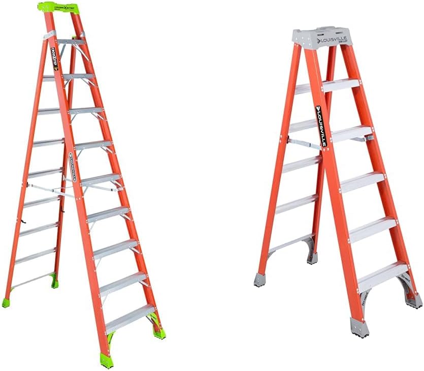 10-Foot Cross Step Ladder with 300 lb Capacity for Safety