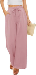 Wide Leg High Waisted Womens Lounge Pants - Stretchy Pockets