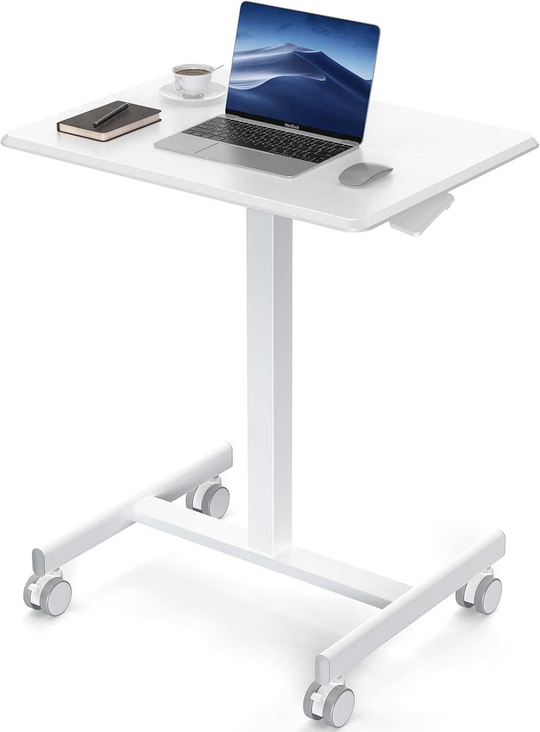 DUMOS Small Standing Desk Mobile Portable Rolling Laptop Table