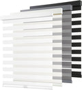 31 in x 72 in White Cordless Zebra Blinds - Dual Layer Privacy Shades