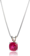 Sterling Silver Cushion Cut Ruby Necklace - Timeless 6mm Pendant
