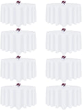 90 in Round Tablecloth 8 Pack White Polyester - Wrinkle Resistant