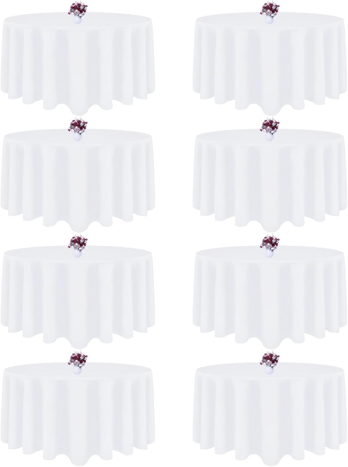 90 Inch Round Tablecloths in 8 Packs for Weddings and Events