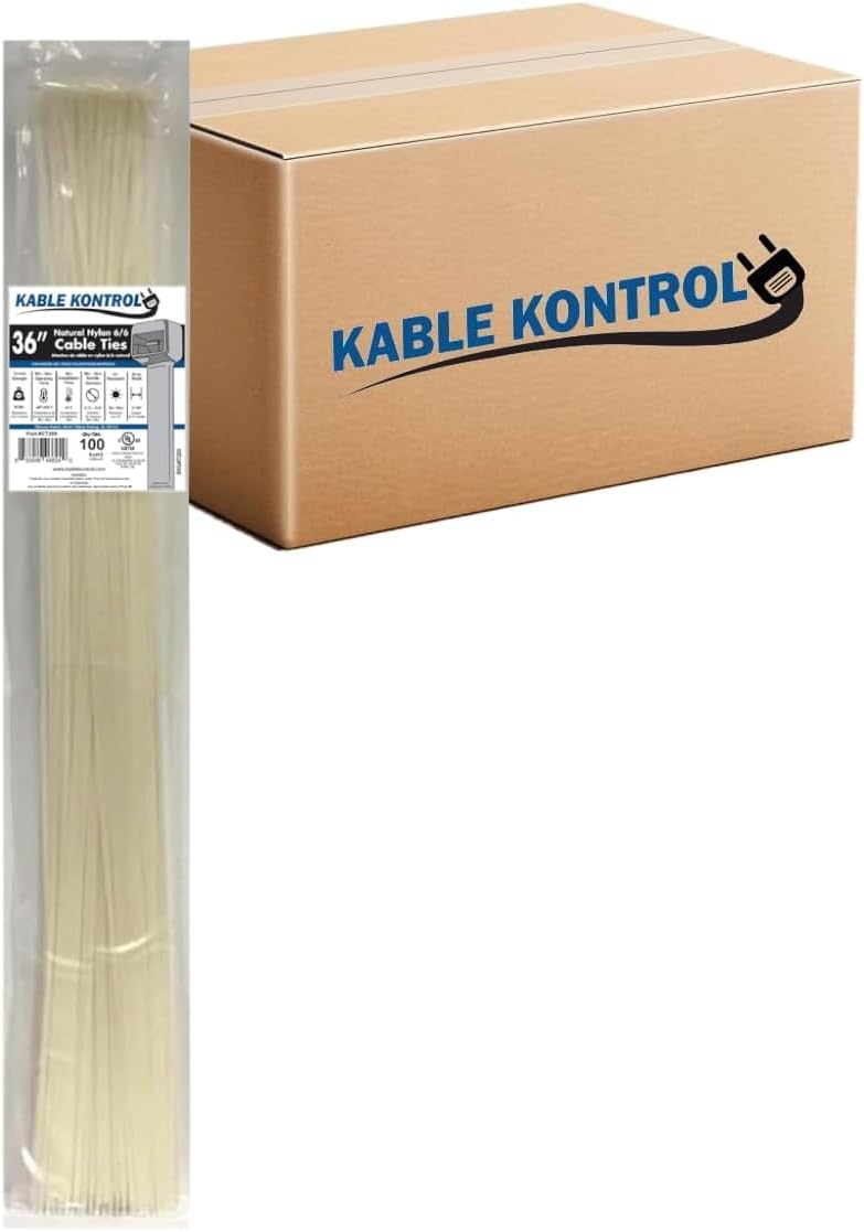 Kable Kontrol 36 Inch Natural White Zip Ties for All Needs