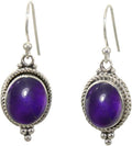 925 Sterling Silver Dangle Drop Earrings - Amethyst Minimalist