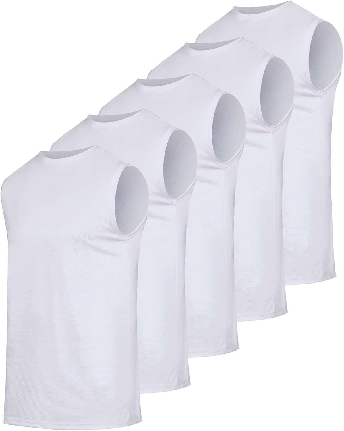 Real Essentials 5 Pack Men's Breeze Tech Tank Tops for Summer