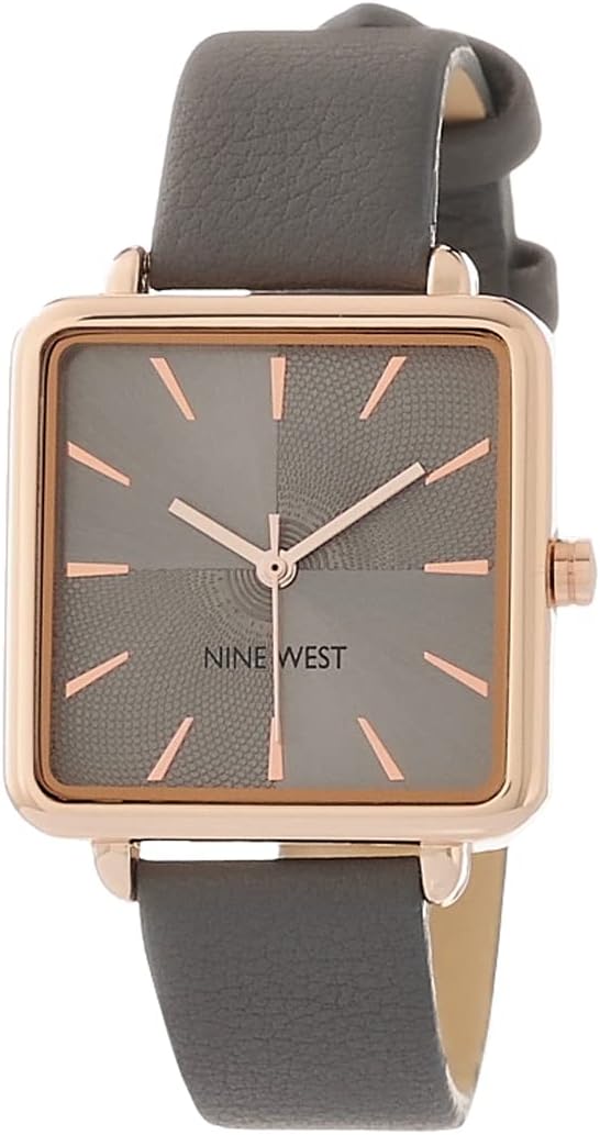 Nine West Women's Strap Watch with Grey Textured Dial and Buckle