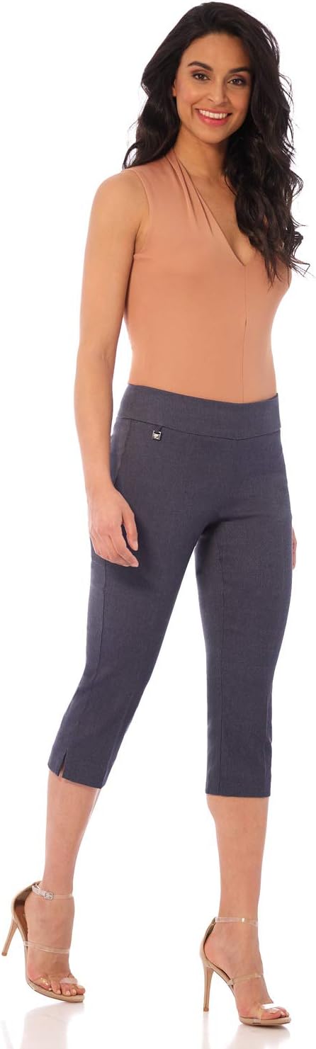 Rekucci Women's Straight Leg Comfort Capri with Tummy Control