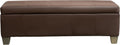 51 Inch Brown Faux Leather Ottoman with Storage - Extra Long Bench
