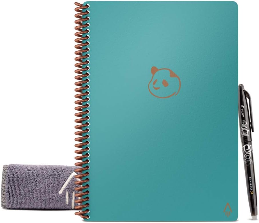 Neptune Teal Rocketbook Panda Planner, Reusable Daily, Weekly, Monthly Pages