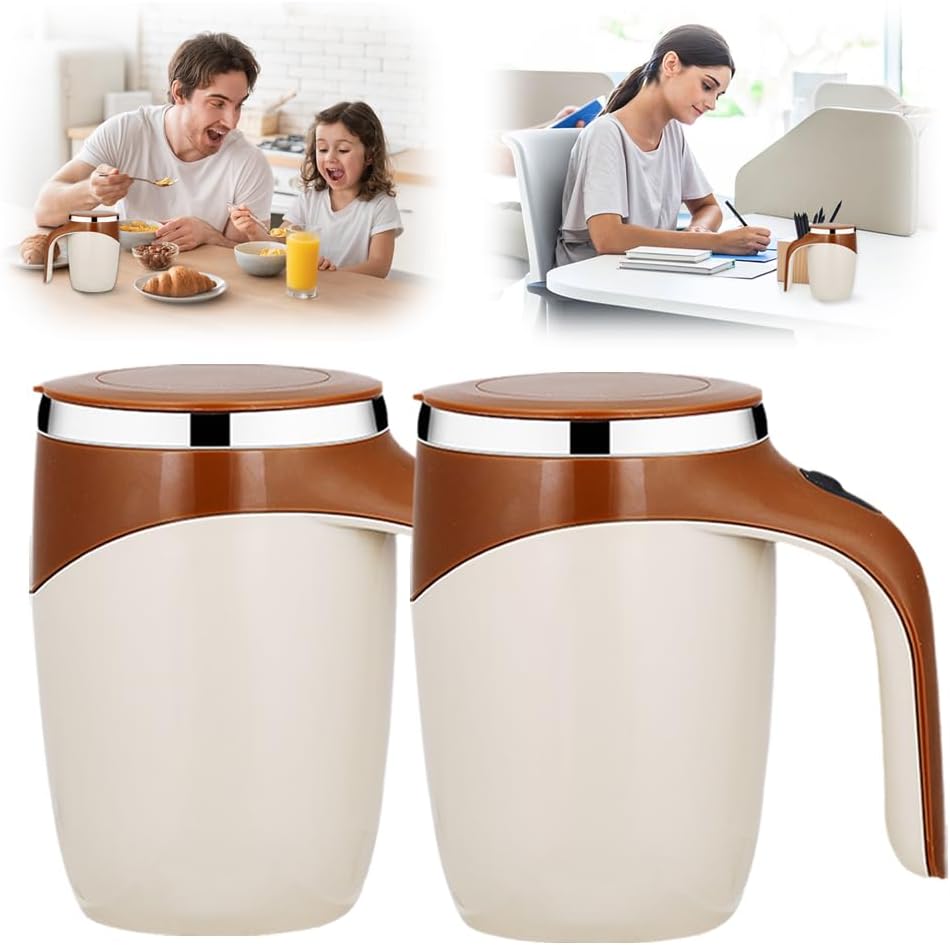 Self-Stirring Magnetic Coffee Mug Duo