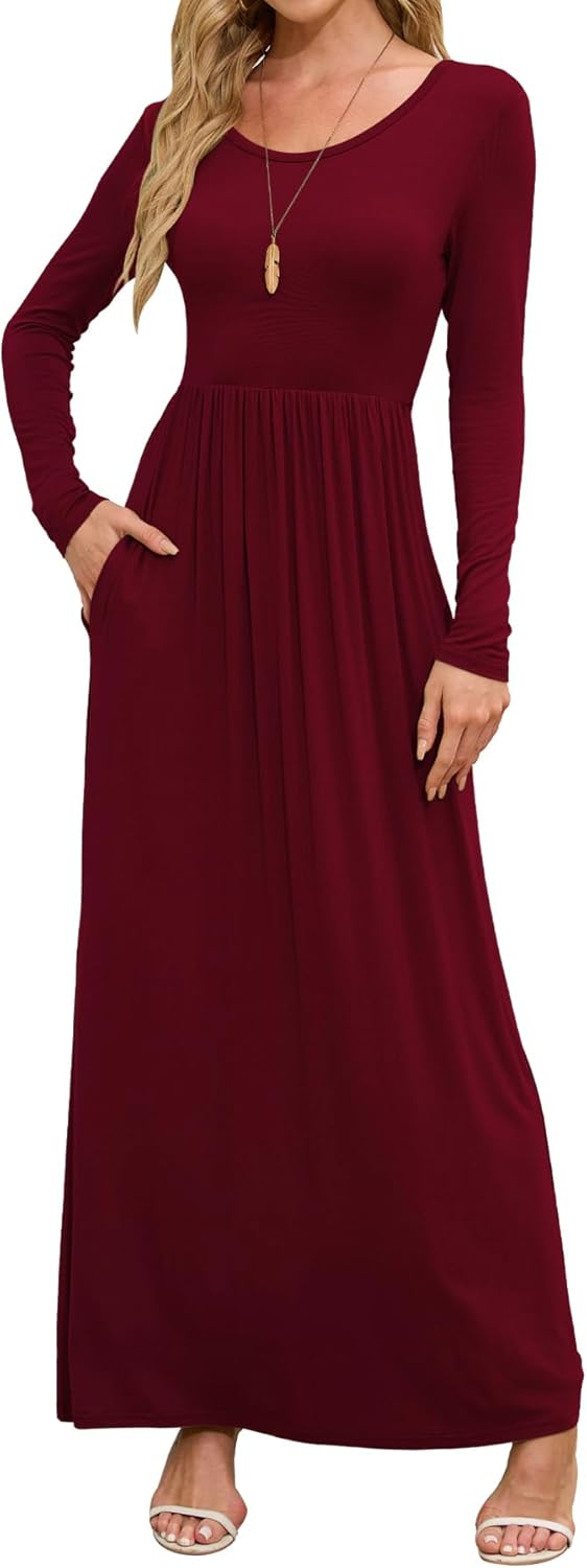 DEARCASE Women's Maxi Dress with Pockets for Casual Wear
