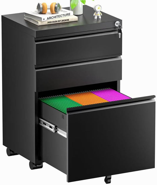 Space-Saving Metal File Cabinet with Wheels