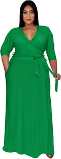 Runwind Plus Size Dresses for Women Floral Maxi Dress - Flowy V-Neck