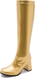 Women's Block Heel Go Go Boots with Zipper for Trendy Looks