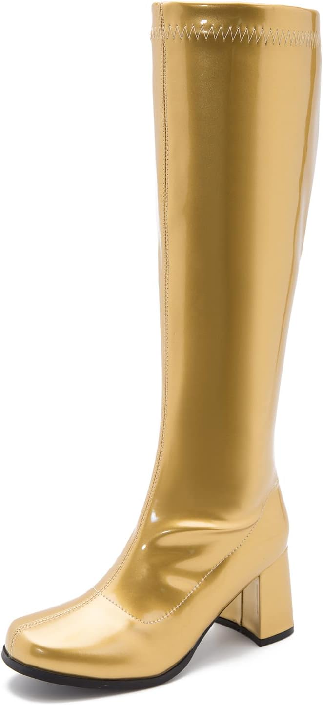 Women's Go Go Boots Over The Knee Block Heel Zipper Boot Review