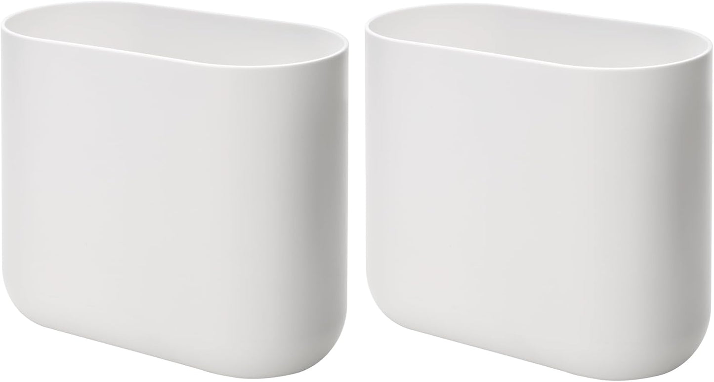 iDesign Small Oval Plastic Bathroom Trash Cans - Set of 2 White