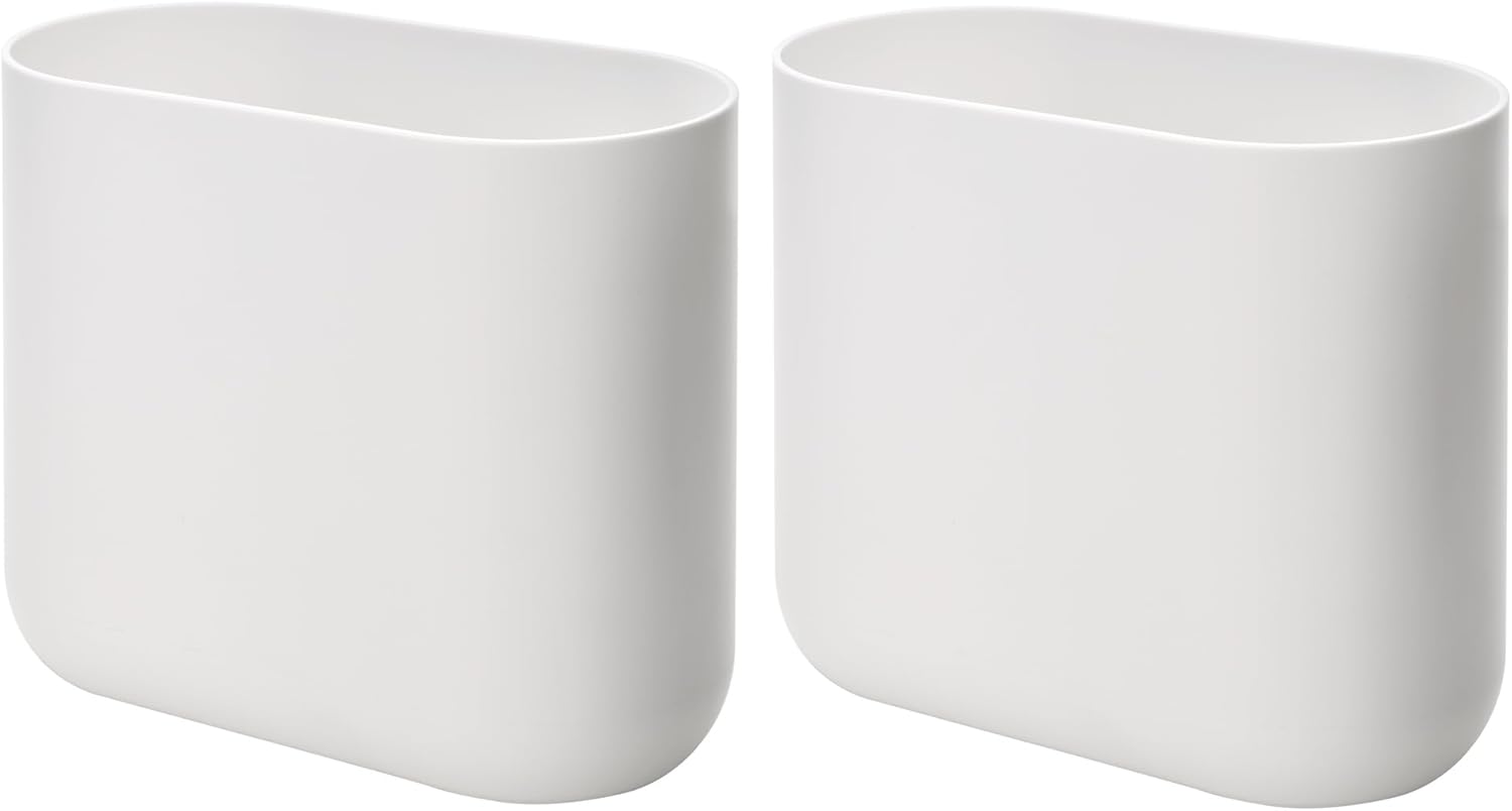 iDesign Small Oval Plastic Bathroom Trash Cans - Set of 2 White