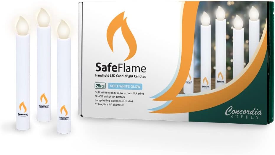 SafeFlame LED Candlesticks - 6in Handheld Candles for Events