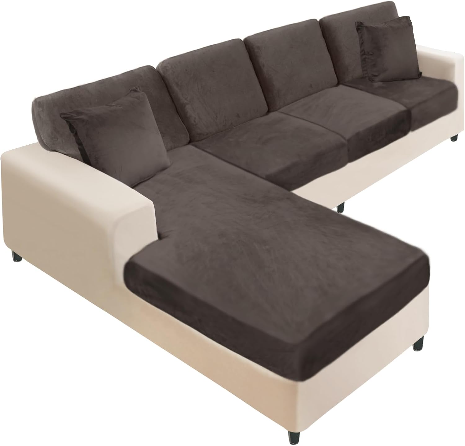 NAISI Sectional Couch Covers for L Shape Soft Velvet Protection
