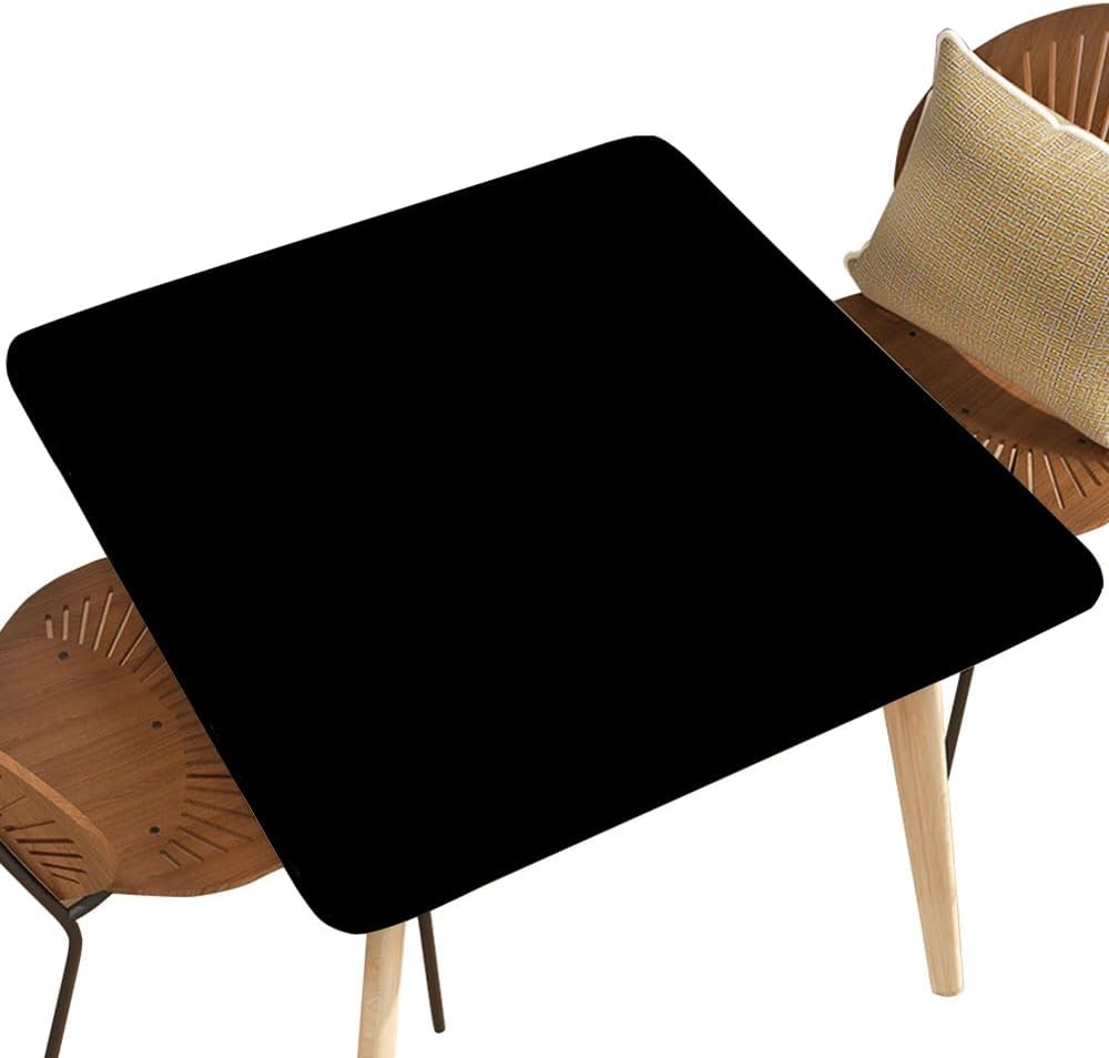 Black Waterproof Stretch Tablecloth for Square Tables 60x60 in