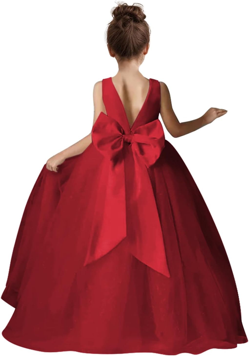 Elegant Flower Girls Dress for Wedding with Bow-Knot Design